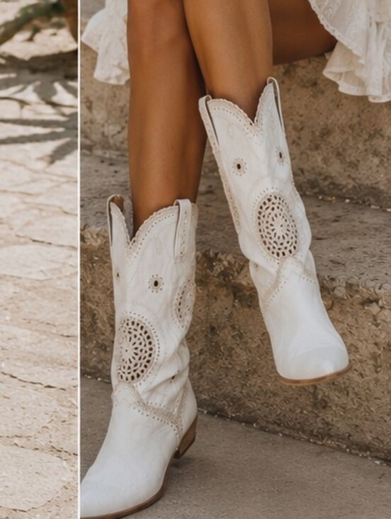 El Vaquero Shoes - El Vaquero, Handmade, Italian Leather, Crochet Boots, Boho Chic, Western Boots.